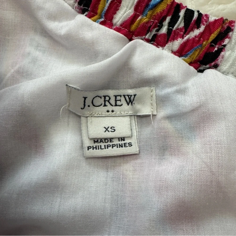 J Crew XS One Shoulder Ruffled Linen Mini Dress ~ Tropical Vacation Resort Beach